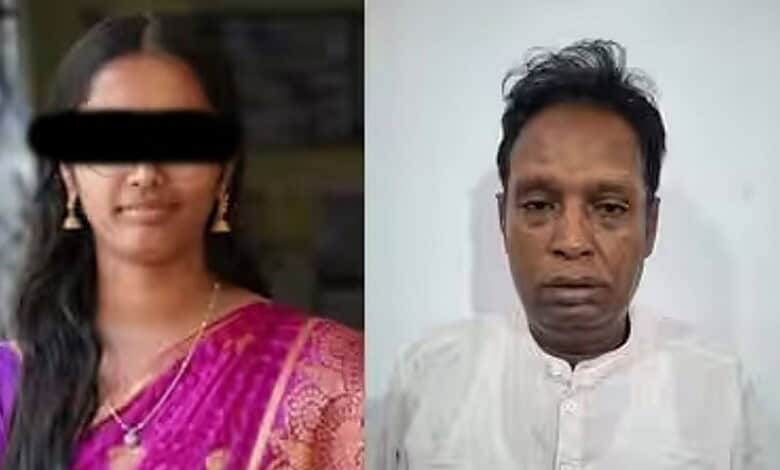 Man and woman with serious expressions, woman in pink saree, man in white kurta, indoor setting.