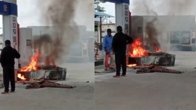 Car drags fuel nozzle, sparks fire at Hyderabad petrol pump