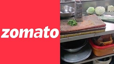 Kitchen with food items and utensils, related to Zomato's Hyderabad cloud kitchen raid.