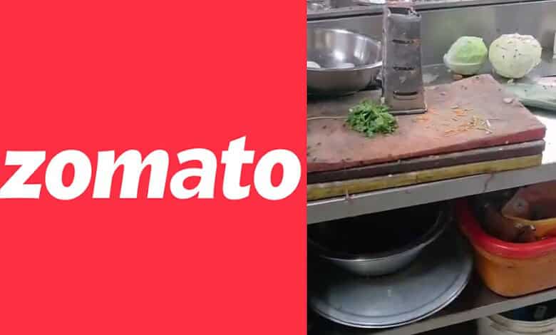 Kitchen with food items and utensils, related to Zomato's Hyderabad cloud kitchen raid.