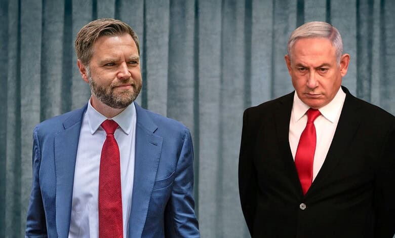 Israeli Prime Minister Netanyahu and another official at a formal event with a grey curtain background.
