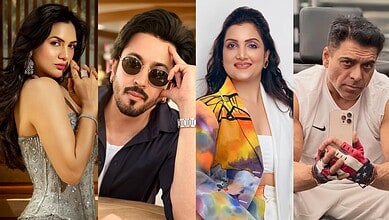 Group of four Lock Upp 2 stars, including Madhuri Jain, posing confidently for the camera.