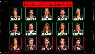 First contestant eliminated from Lock Upp 2, shown in red with 'At Risk' label.