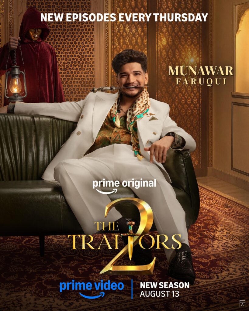 Munawar Faruqui in promotional poster for The Traitors 2, premiering August 13 on Prime Video.