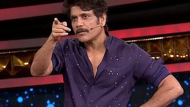 Bigg Boss Telugu 10 contestant pointing during a task or discussion.
