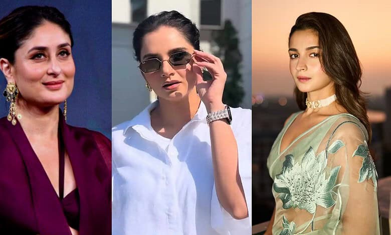 Three women in stylish outfits, posing confidently outdoors during sunset and daytime.
