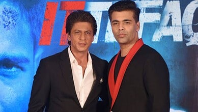 Karan Johar and Shah Rukh Khan at a promotional event for 'Ittefaq'.