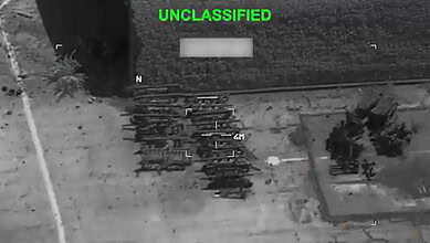 Aerial image released by US Central Command shows what it says are Iranian military targets struck during overnight air raids in Iran.