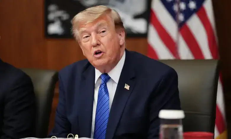US President Donald Trump speaks during the first televised Cabinet meeting at Camp David on Friday, July 31.