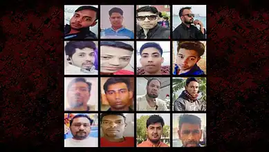 Photos of 16 Bangladeshi workers killed in Riyadh factory fire.