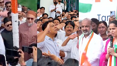 Telangana Opposition party celebrate Independence Day
