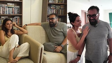 Anurag Kashyap and Shubhra Shetty smiling and chatting indoors.