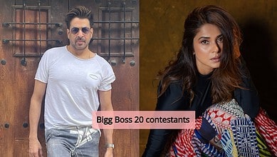 Two Bigg Boss 20 contestants, a man and a woman, posing for a photo.