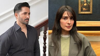 Ayeza Khan and Danish Taimoor in a casual setting, related to celebrity news.