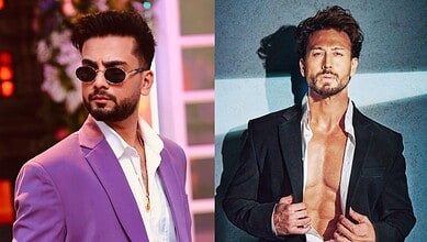 Elvish Yadav and Tiger Shroff on set during Bollywood debut shoot, stylish and confident.