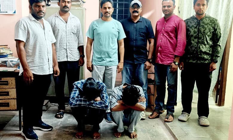 Two men arrested with 750 gms of ganja in Quthbullapur