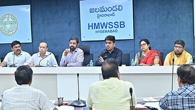 Hyderabad Water Board officials and members at a meeting discussing water management strategies.