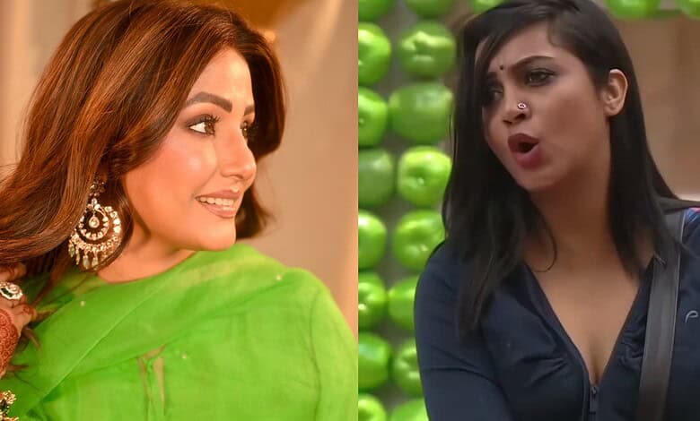 Arshi Khan and Hina in Bigg Boss 11, discussing a disagreement.