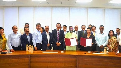 Group photo of Jindal Steel representatives signing MoU at IIT Hyderabad for Centre of Excellence.