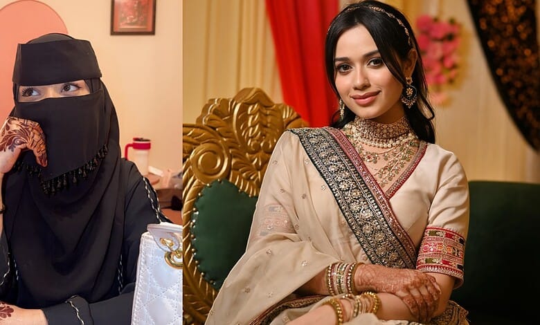 Jannat Zubair in traditional attire at a cultural celebration, smiling and posing for the camera.