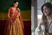 Kangana in traditional Raksha Bandhan attire, smiling and posing in a festive setting.