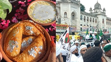 Traditional Milad-un-Nabi kheer puri being prepared during celebrations in Hyderabad.