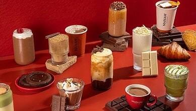 Assorted chocolate beverages and desserts from Manam, Hyderabad's new chocolate drink trend.