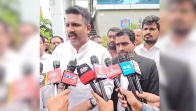 BRS Manne Krishank speaking to the media