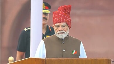 Prime Minister Narendra Modi addresses the nation on Independence Day from the Red Fort.