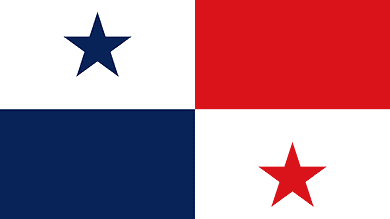 Close-up of the Panama flag showing blue, red, and white colours with stars.