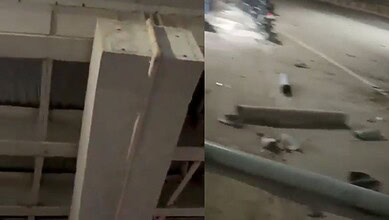 Pipe falls off the Shaikpet flyover