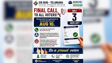 Voter registration deadline reminder for SIR 2026 Telangana election, August 10, 2023.