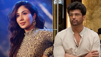 Shreya Kalra and Kushal Tandon during a television interview or event.