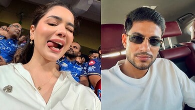 Sara Tendulkar and Shubman Gill in casual settings, smiling and posing for selfies.