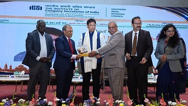 Sridhar Babu inaugurates ICSI's 50th SIRC conference with dignitaries on stage.