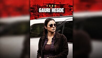 Tabu wearing sunglasses and a brown jacket, standing near a car in Hyderabad.