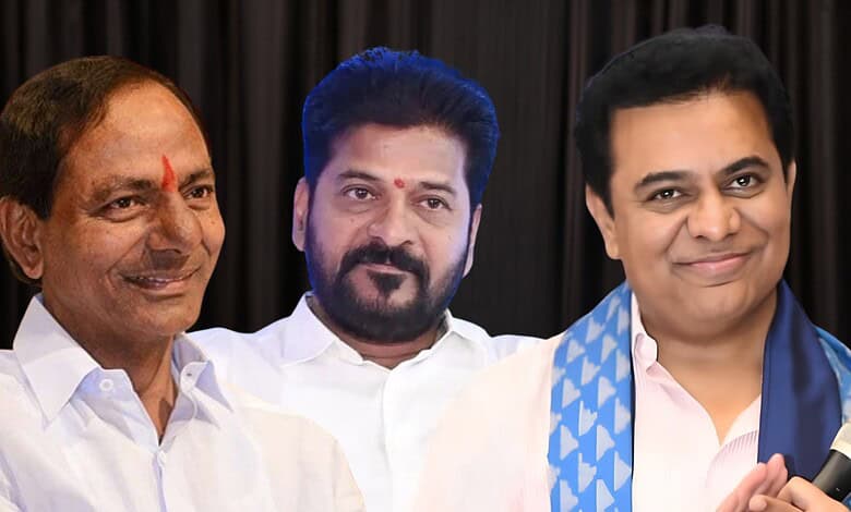 Three Indian men in white shirts at a formal event, smiling and posing for the camera.