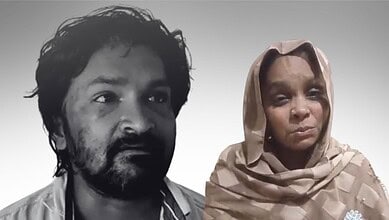 Widow of Mohammed Khadeer with a somber expression, seeking help for rent issues.