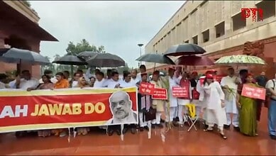 Opposition MPS protest outside the Parliament