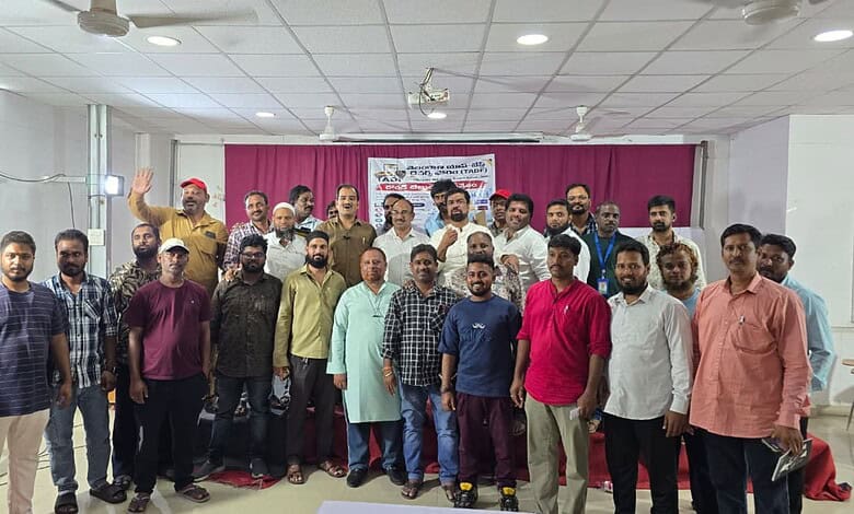 Mermbers of the Telangana App-Based Drivers Forum committee after a meeting