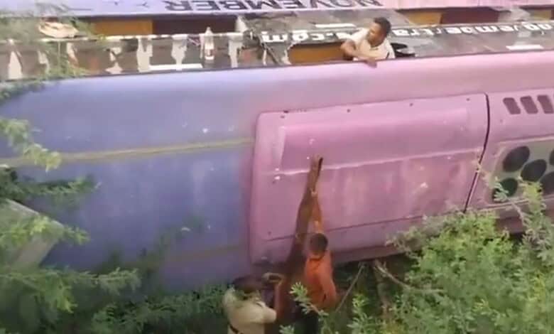 Passenger stuck in bus after accident
