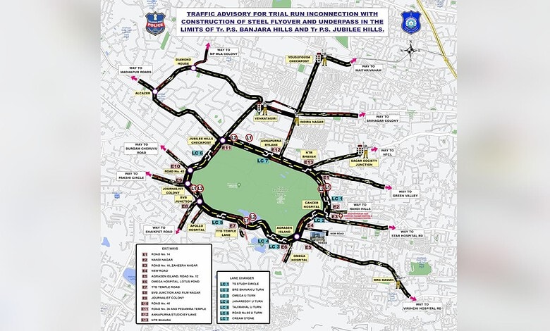 Map of KBR Park one-way system and traffic curbs from August 18 for 1.5 years.