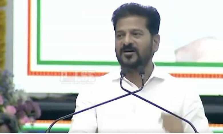 Revanth Reddy aadress a gathering in Hyderabad