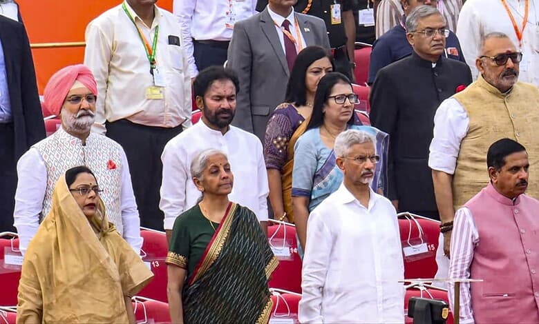 Indian dignitaries and officials at a formal event during Independence Day celebrations.