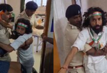 Police stop Devendra Mahto from joining Tiranga Rally in Jharkhand.
