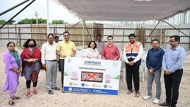 Cyberabad Municipal Corporation Commissioner G Srijana launches the "poster free cyberabad campaign"