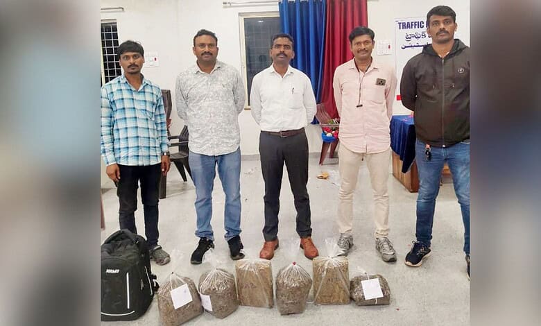 Excise team with the seized ganja