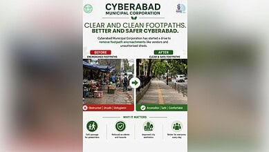 Cyberabad Municipal Corporation's clean footpath drive improves pedestrian safety and accessibility.