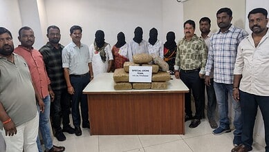 Hyderabad CCS team with arrested drug peddlers