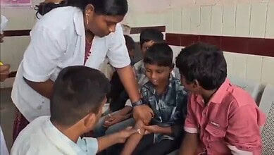 Students being treated at hospital in Khammam